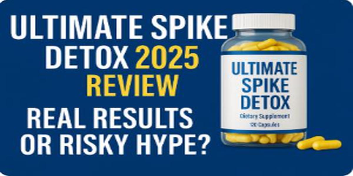 Ultimate Spike Detox 2025 review graphic with supplement bottle and bold text asking if it delivers real results or risky hype.